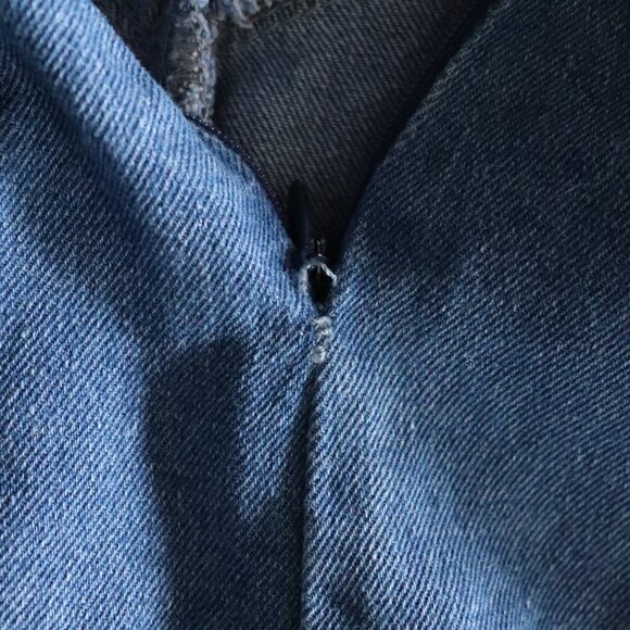 Women's Sz M Blue Denim Pull On A-Line Zipper Maxi Skirt - Picture 7 of 8